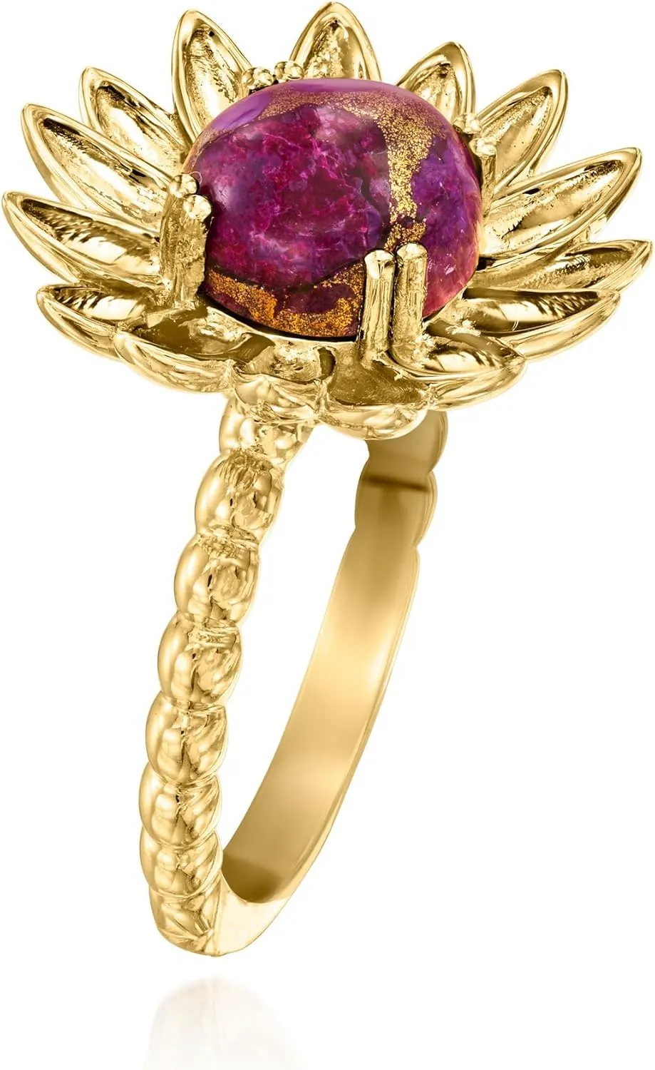 Ross-Simons Purple Turquoise Sunflower Ring in 18kt Gold Over Sterling