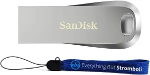 SanDisk Ultra Luxe 512GB USB 3.1 Flash Drive Works with Computer, Laptop, 150MB/s 512 GB PenDrive High Speed All Metal Storage Drive (SDCZ74-512G-G46) Bundle with (1) Everything But Stromboli Lanyard