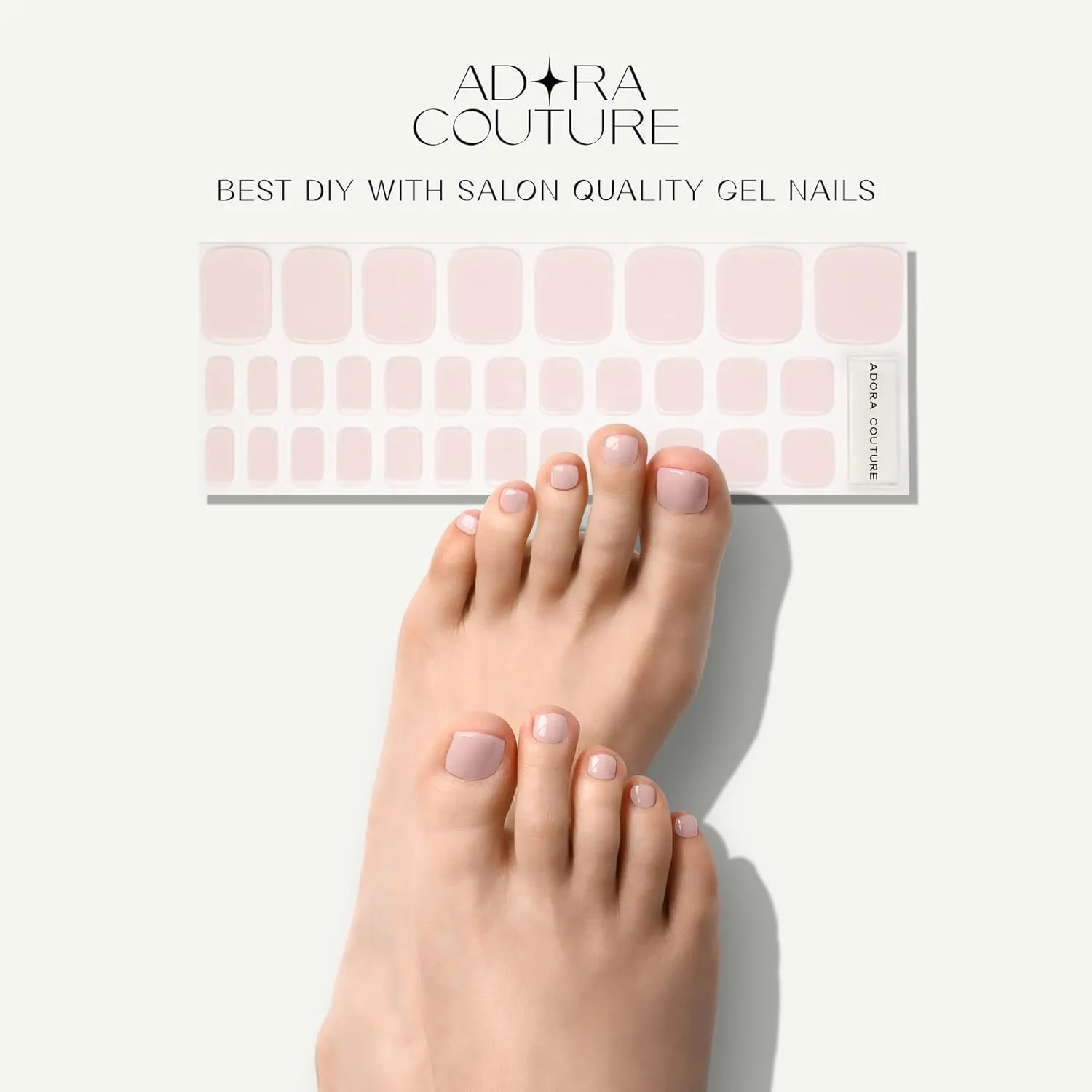 Semi Cured Gel Nail Strips Pedicure Stickers, 32 Pieces, Glossy Gel Nail Stickers for Toes, Salon Quality Nails at Home, UV Light Required, Pink P