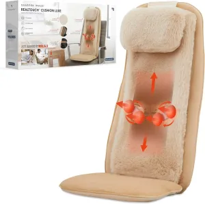 Sharper Image® Realtouch Cushion Luxe, Cordless Shiatsu Massager Chair Pad, Heated Seat Topper with Remote Control, Heat, Vibration, and Ultra-Soft Padding, Wireless