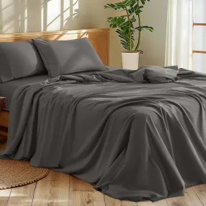 Shilucheng 1200 Thread Count Cotton Sheets Set，Luxury 100% Egyptian Cotton Bed Sheets，5-Star Hotel Quality Sheets, Breathable & Cooling, 16 Inch Deep Pocket - 4 Piece (Dark Grey, Full)