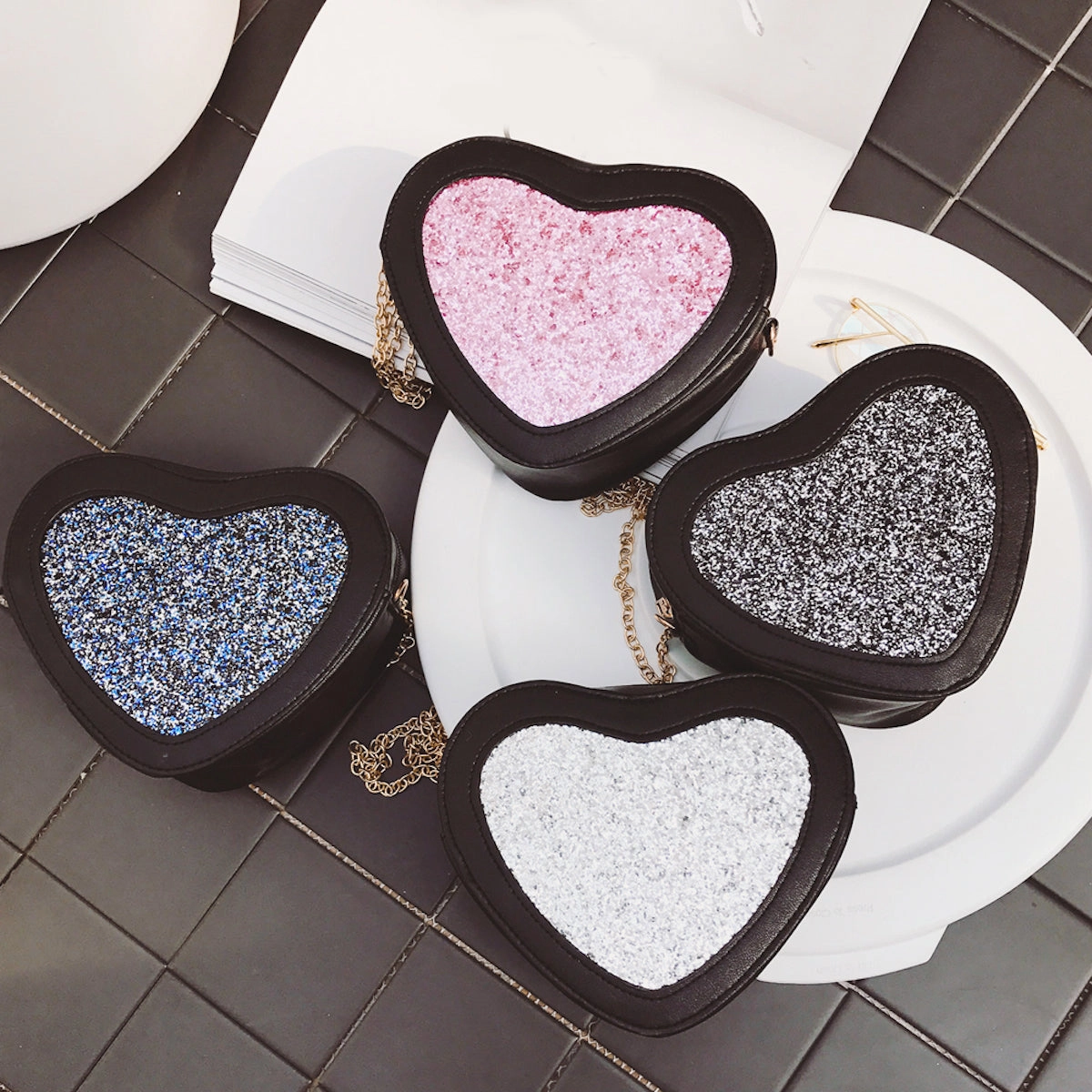 Shimmery Heart Sling Bag