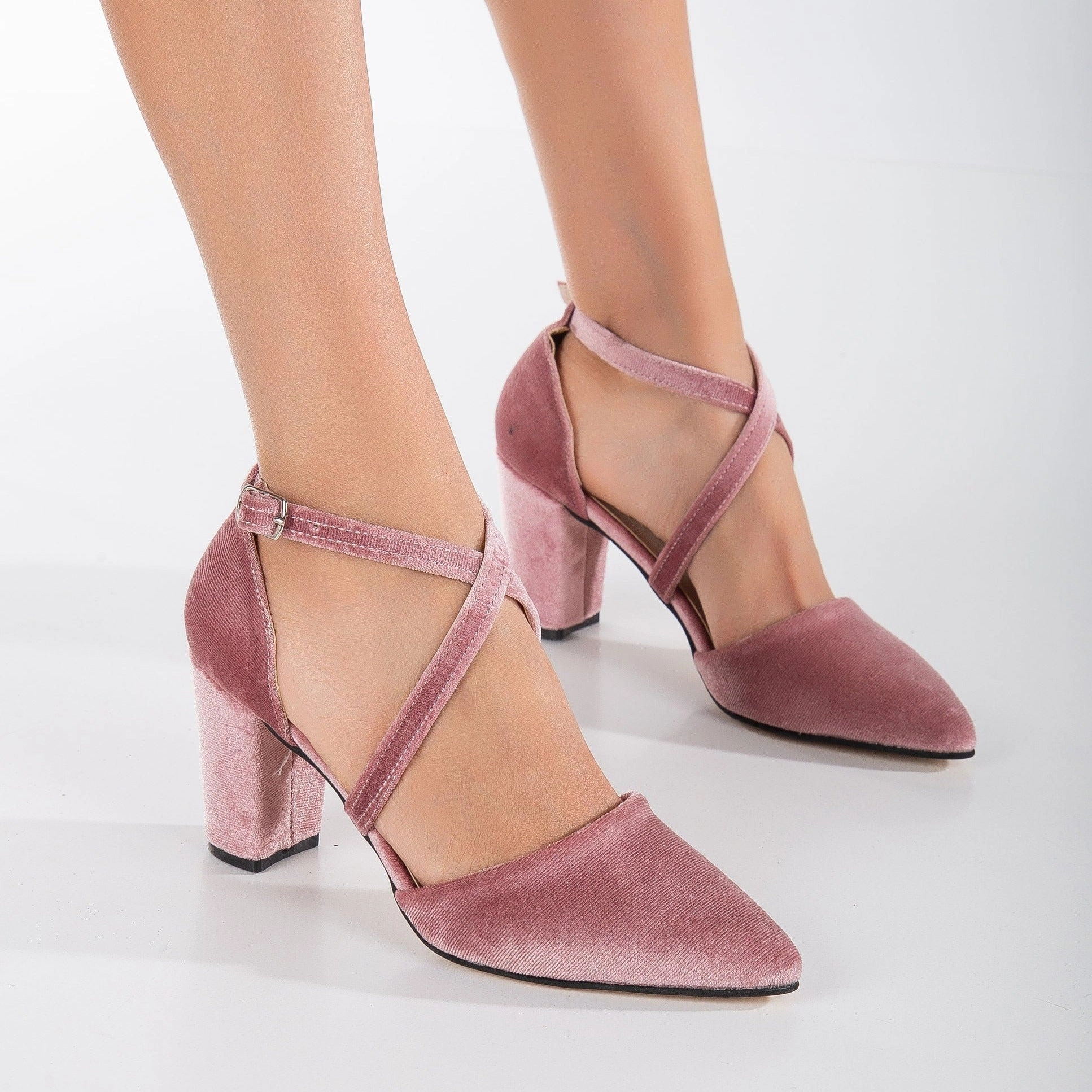 Sina - Rose Velvet High Heels