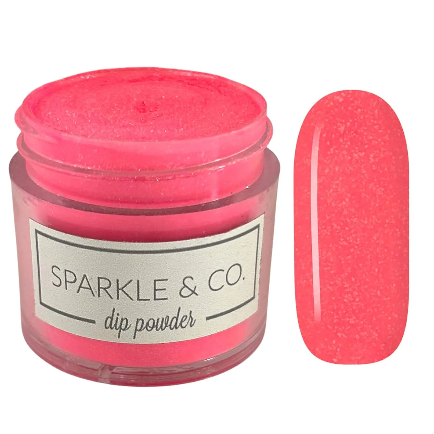 Sparkle & Co. Dip Powders – dp.207 Island Girl (Sparkly Bright Pink) 1 Ounce Dipping Powder Jar For Manicure DIY Summer Shade, No Lamp Needed