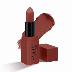 Sta'ze Crème De La Matte Lipstick | Intense Color Payoff | Weightless Silky Formula | Transferproof | 12 Hrs Stay | Non-Drying Pigmented Lightweight | 07 Hot Toddy | 4.2 g.