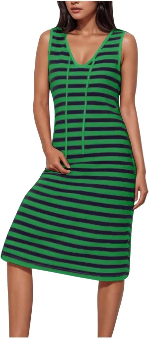 Summer Dresses for Women Striped Sleeveless Casual Sundresses Loose Fit Beach Cover Ups Trendy Tank Midi Sun Dress