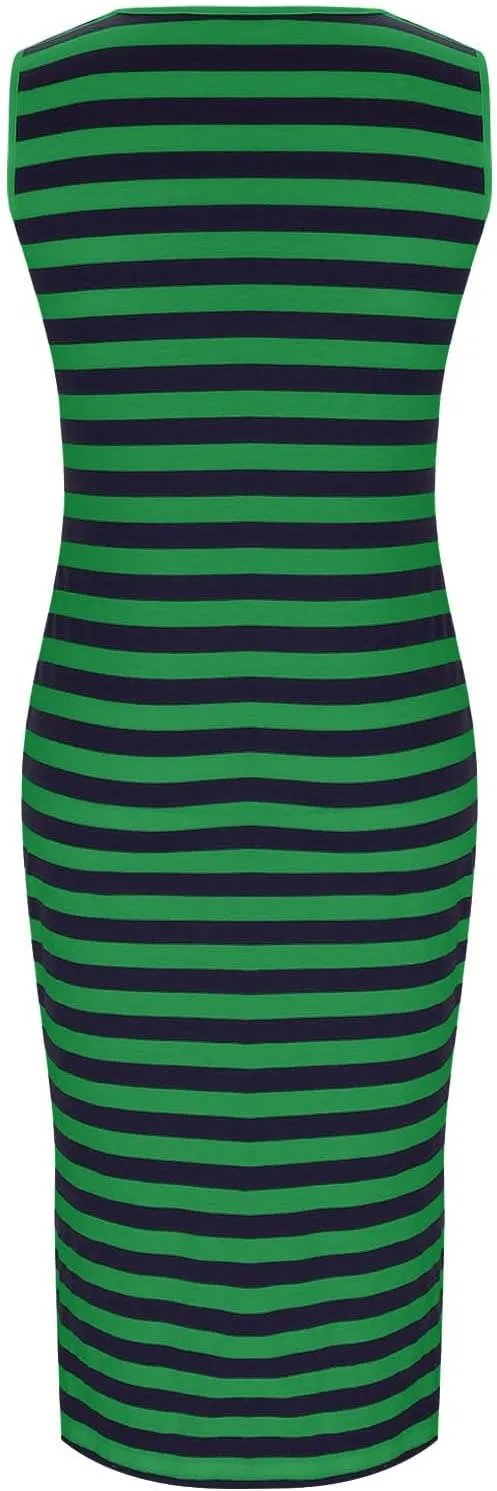 Summer Dresses for Women Striped Sleeveless Casual Sundresses Loose Fit Beach Cover Ups Trendy Tank Midi Sun Dress