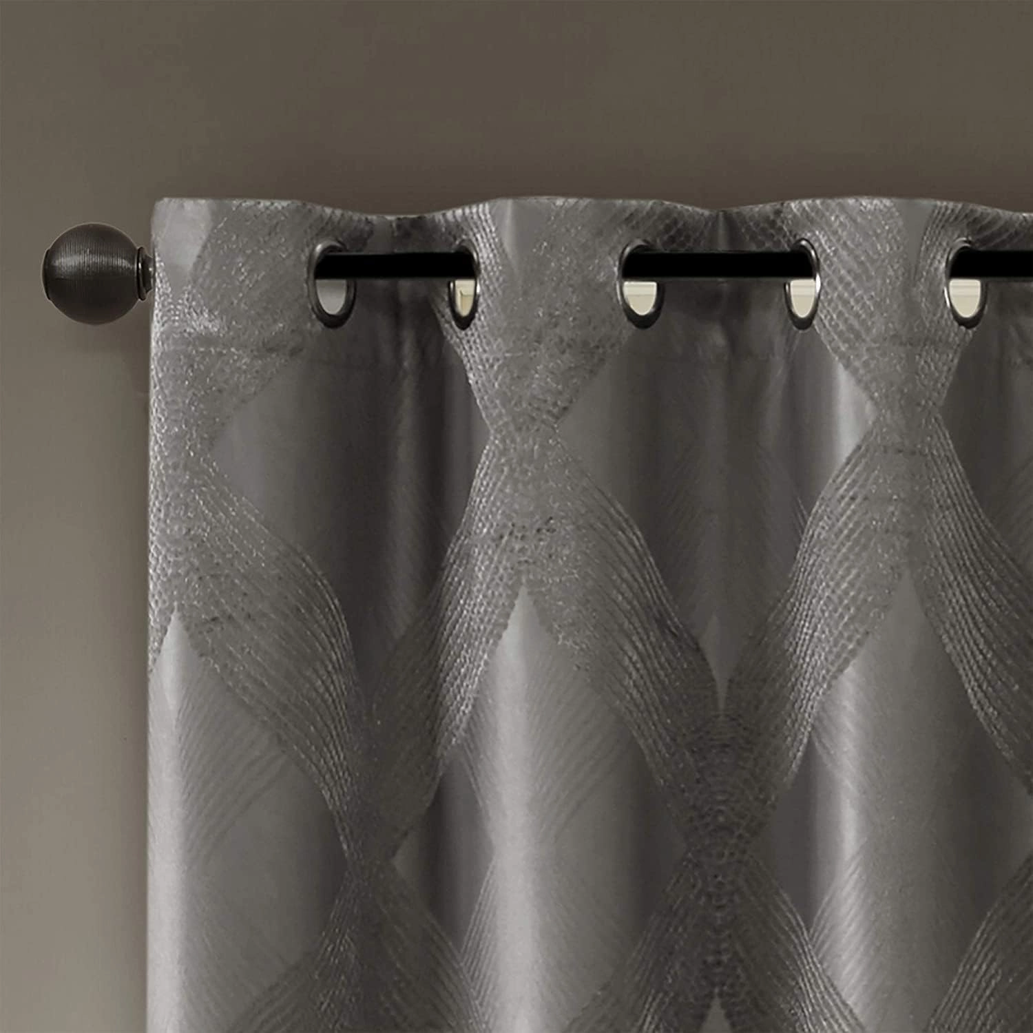 Sun Smart Bentley Total Blackout Curtains Window, Ogee Knitted Jacquard, Grommet Top Living Room Decor, Thermal Insulated Light Blocking Drape for Bedroom and Apartments 50x84, Charcoal