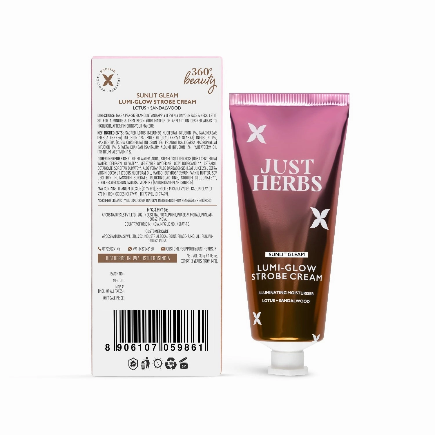 Sunlit Gleam: Lumi-glow Strobe Cream with Lotus & Sandalwood : 30 g