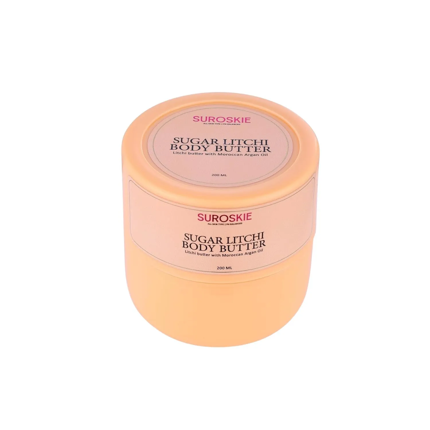 S.u.r.o.skie Litchi Body Butter 200ml | For Deep Hydration & Nourish Skin |Upto 96 hrs | With Shea Butter, Moroccan Argan & Almond Oil | UV Ray Protection | Dry Skin | Body Butter For Women & Men