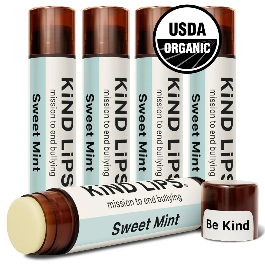 Sweet Mint Lip Balm 5-Pack | Refreshing Organic Lip Moisturizer | Natural, Clean, Gluten & Grain-Free | Hydrating Chapstick Alternative | Daily Lip Care | Made in USA