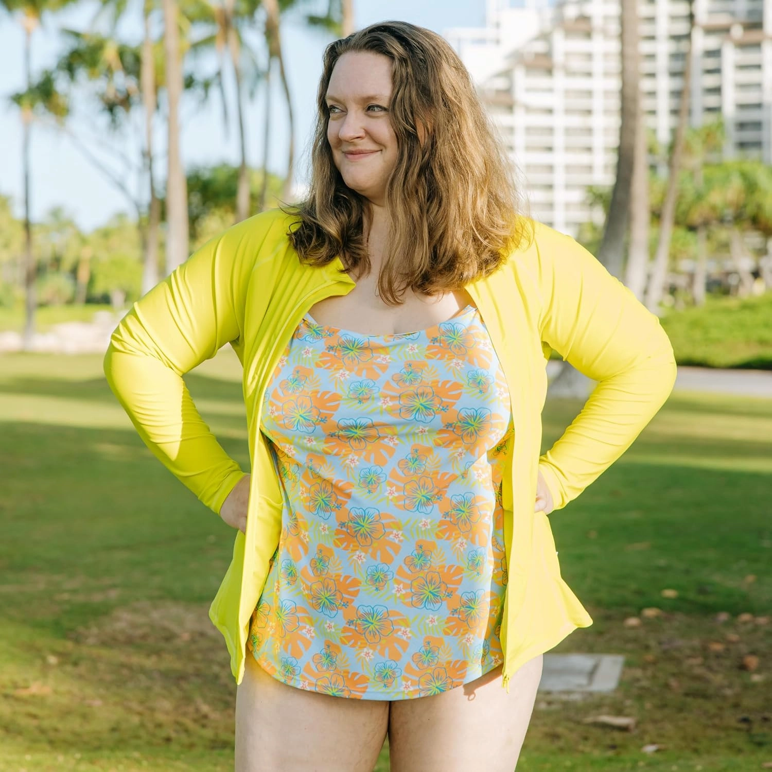 SwimZip Women's Long Sleeve Rash Guard with Pockets & UPF 50  Sun Protection