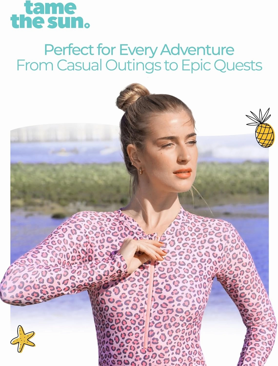 Tame the Sun Long Sleeve Swimsuits for Women - One Piece Tummy Control, UPF 50  Bathing Suit - Rash Guard, Zipper Swimwear