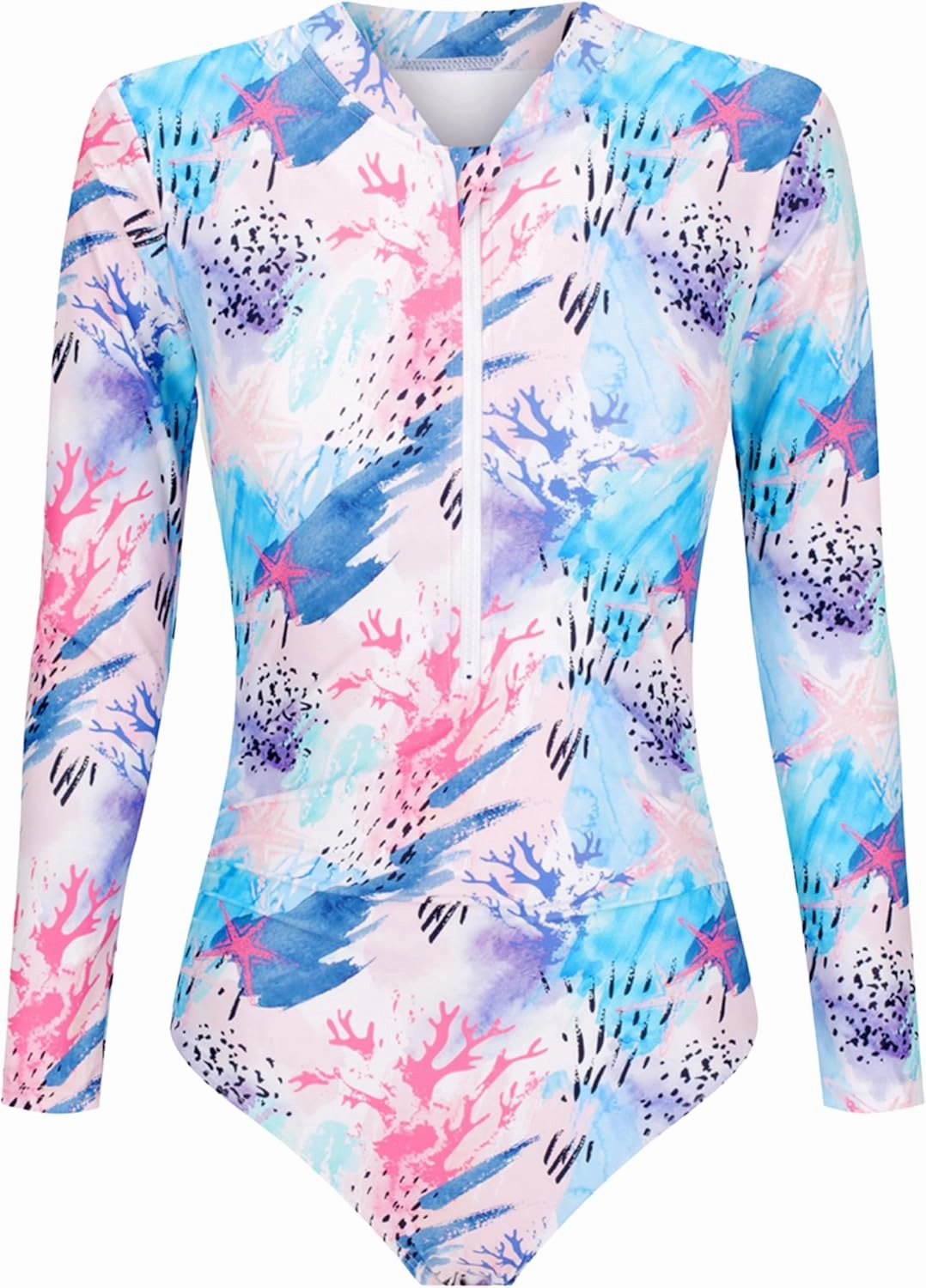 Tame the Sun Long Sleeve Swimsuits for Women - One Piece Tummy Control, UPF 50  Bathing Suit - Rash Guard, Zipper Swimwear