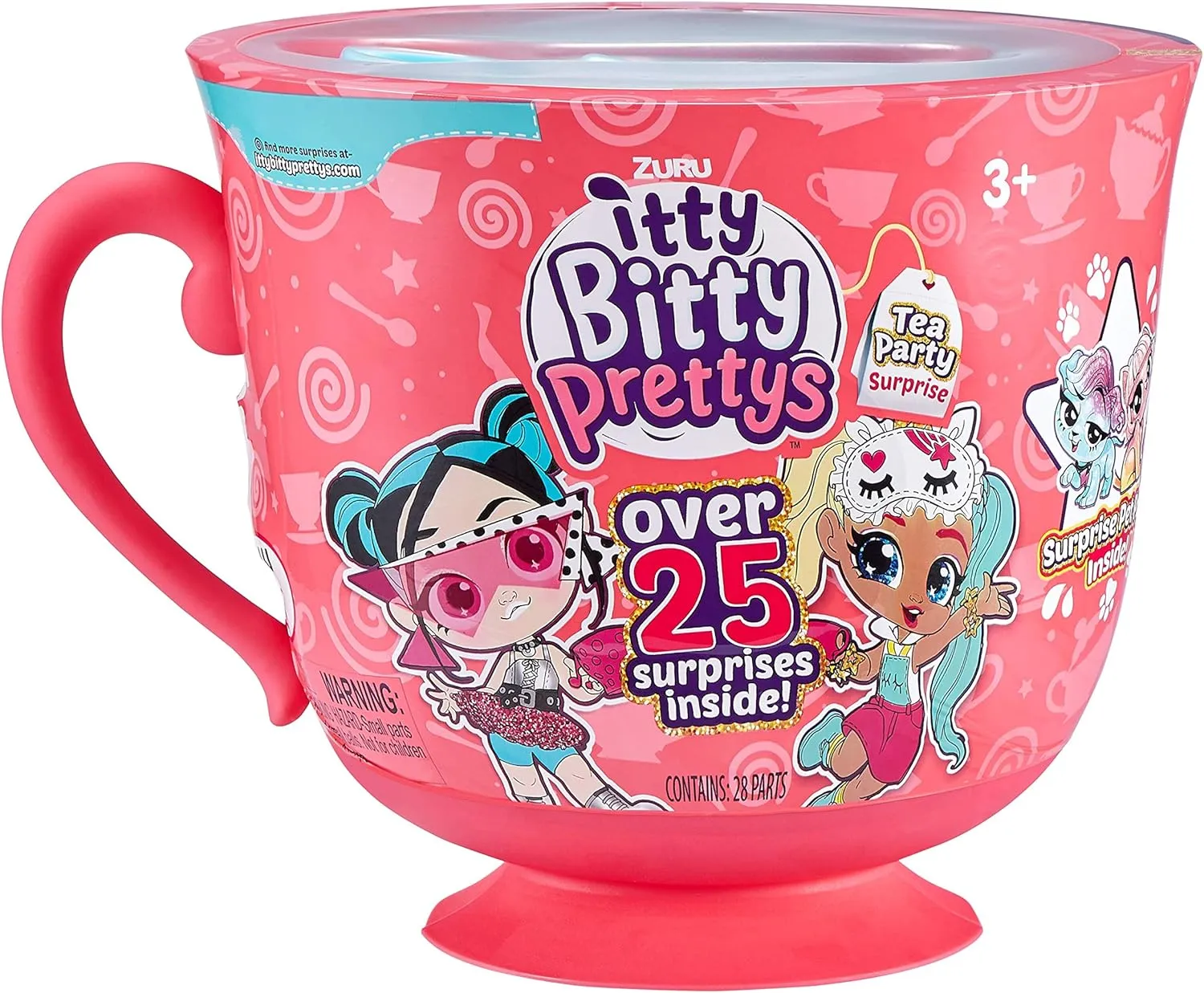 Tea Party Surprise Teacup Dolls Playset (Series 1) by ZURU Toys for Girls (Over 25 Surprises) - Rocker and Unicorn, Pink Large Tea Cup