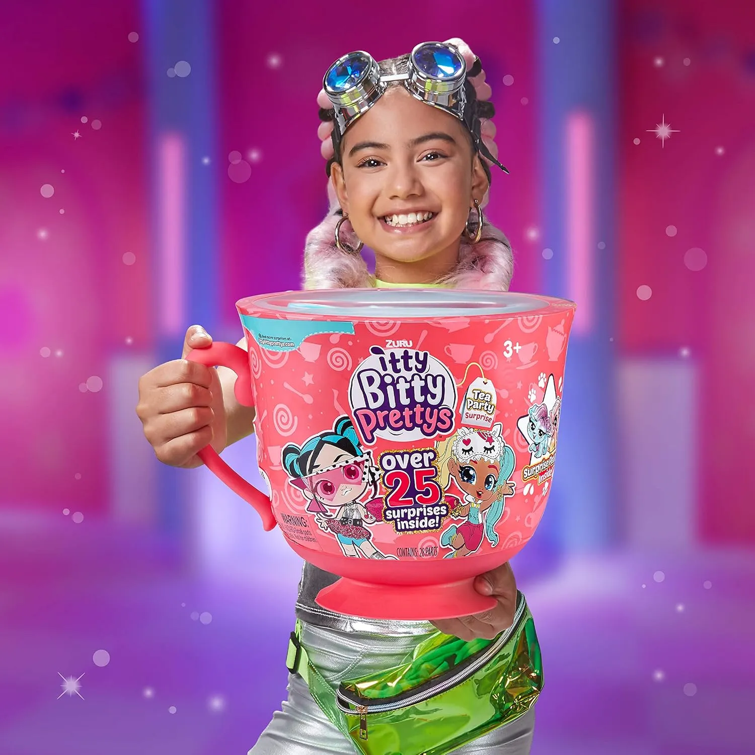 Tea Party Surprise Teacup Dolls Playset (Series 1) by ZURU Toys for Girls (Over 25 Surprises) - Rocker and Unicorn, Pink Large Tea Cup