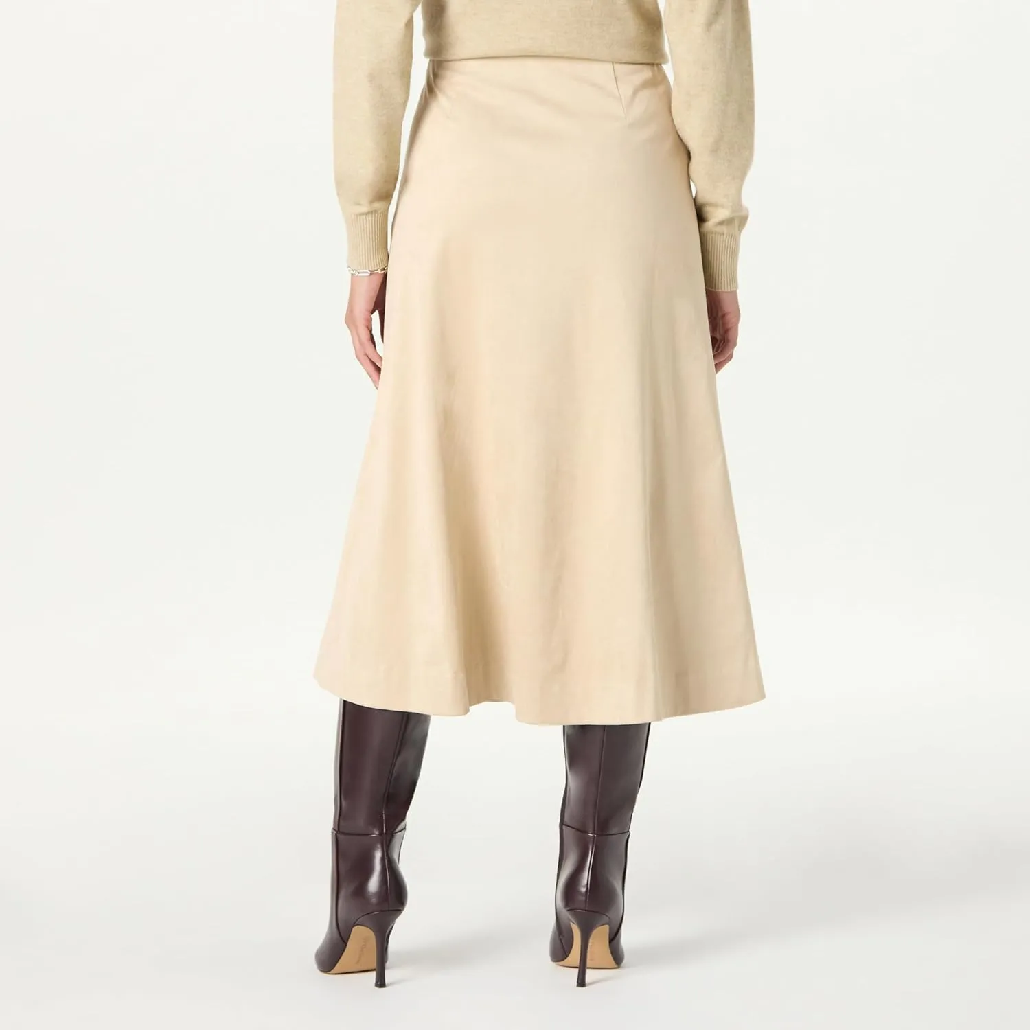 The Drop Women's Cecily Faux Suede Full Long Midi Skirt