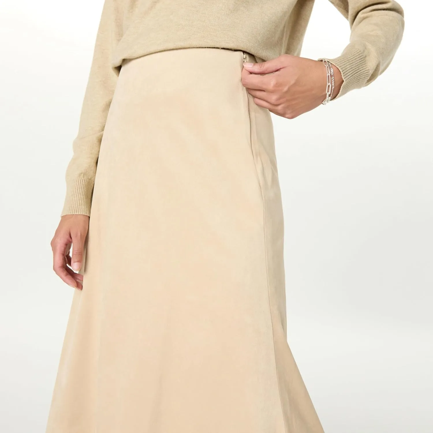 The Drop Women's Cecily Faux Suede Full Long Midi Skirt