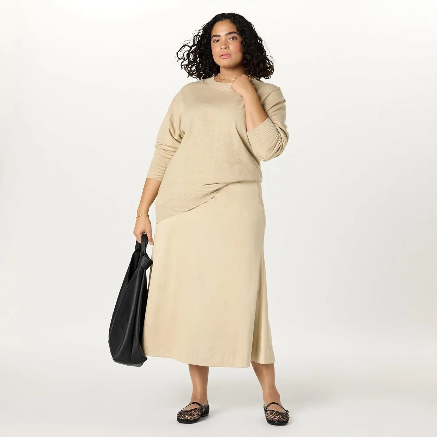 The Drop Women's Cecily Faux Suede Full Long Midi Skirt