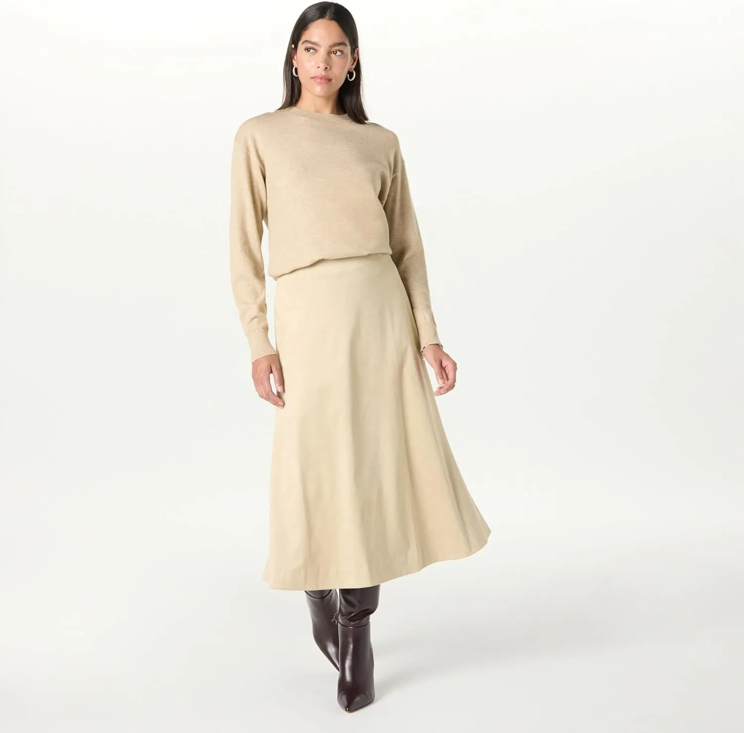 The Drop Women's Cecily Faux Suede Full Long Midi Skirt