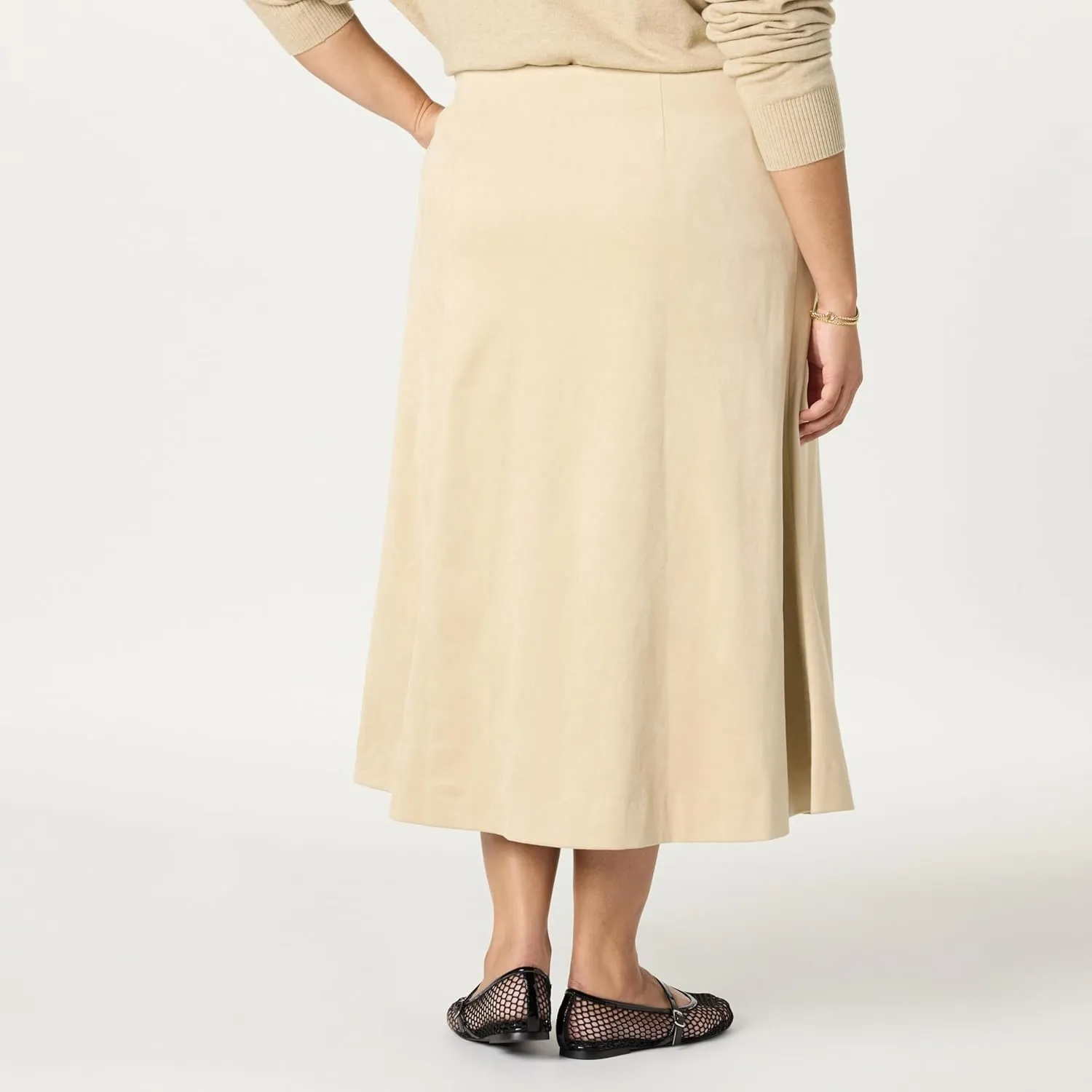 The Drop Women's Cecily Faux Suede Full Long Midi Skirt