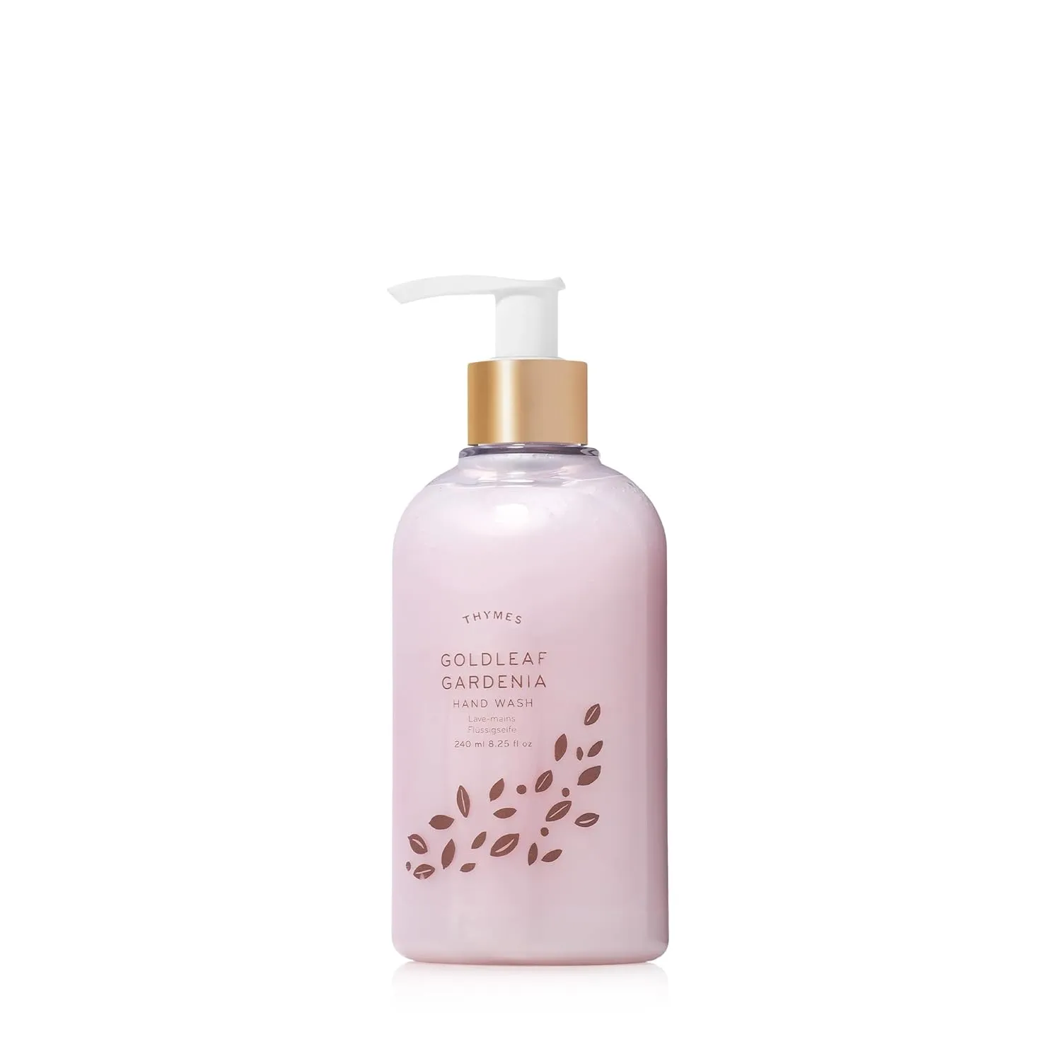 Thymes Moisturizing Hand Wash Soap with Pump - Luxury Hand Soap Gently Cleanses & Moisturizes - Skin Care with Glycerin & Aloe Vera - Delicate, Floral Fragrance (Goldleaf Gardenia, 8.25 oz)