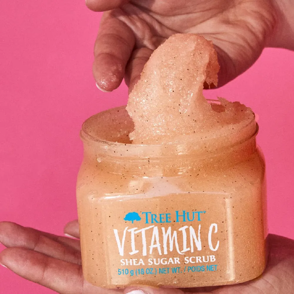 Tree Hut Vitamin C Shea Sugar Scrub, 18 oz, Ultra Hydrating and Exfoliating Scrub for Nourishing Essential Body Care (Pack of 2)