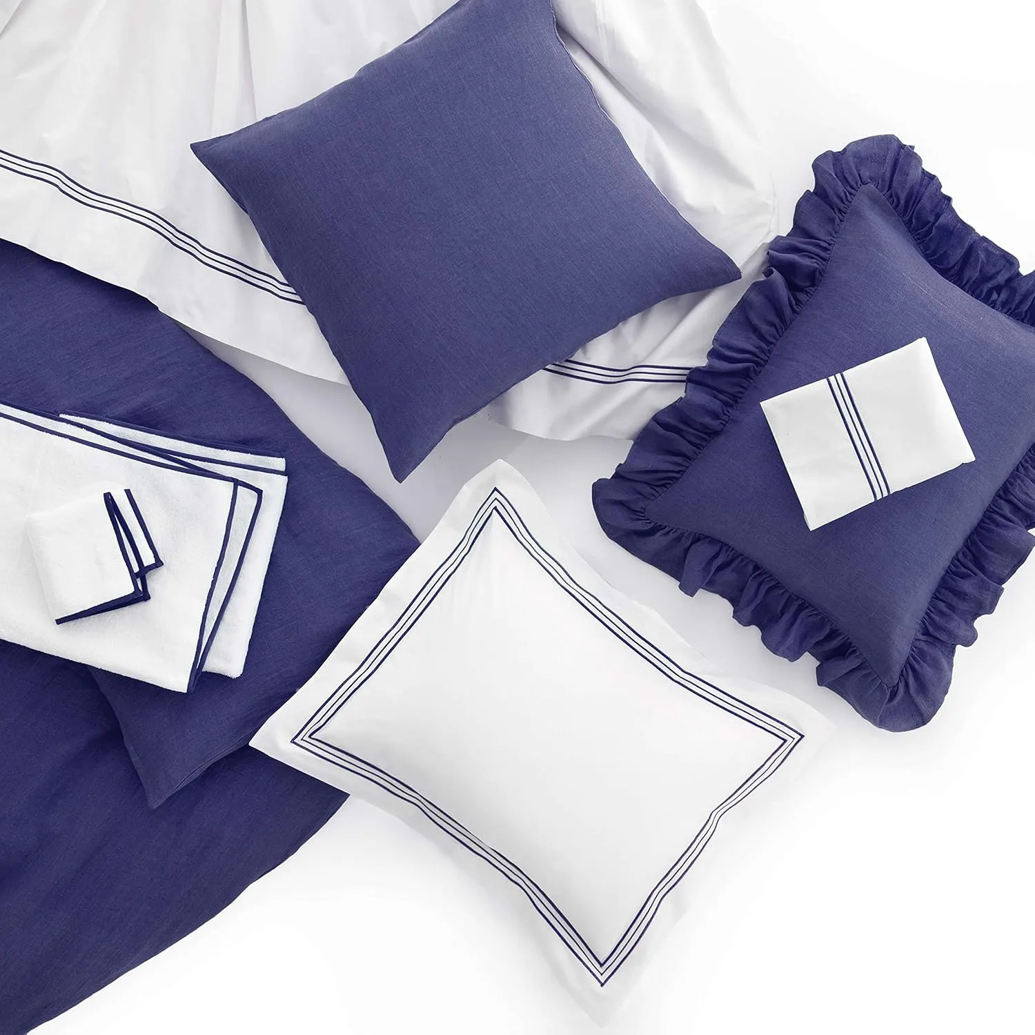 Trio Indigo Duvet Cover, Full/Queen Size, Blue Stripe Pattern