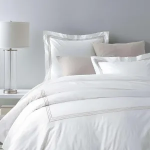 Trio Pearl Grey Duvet Cover, Full/Queen Size, Grey Stripe Pattern