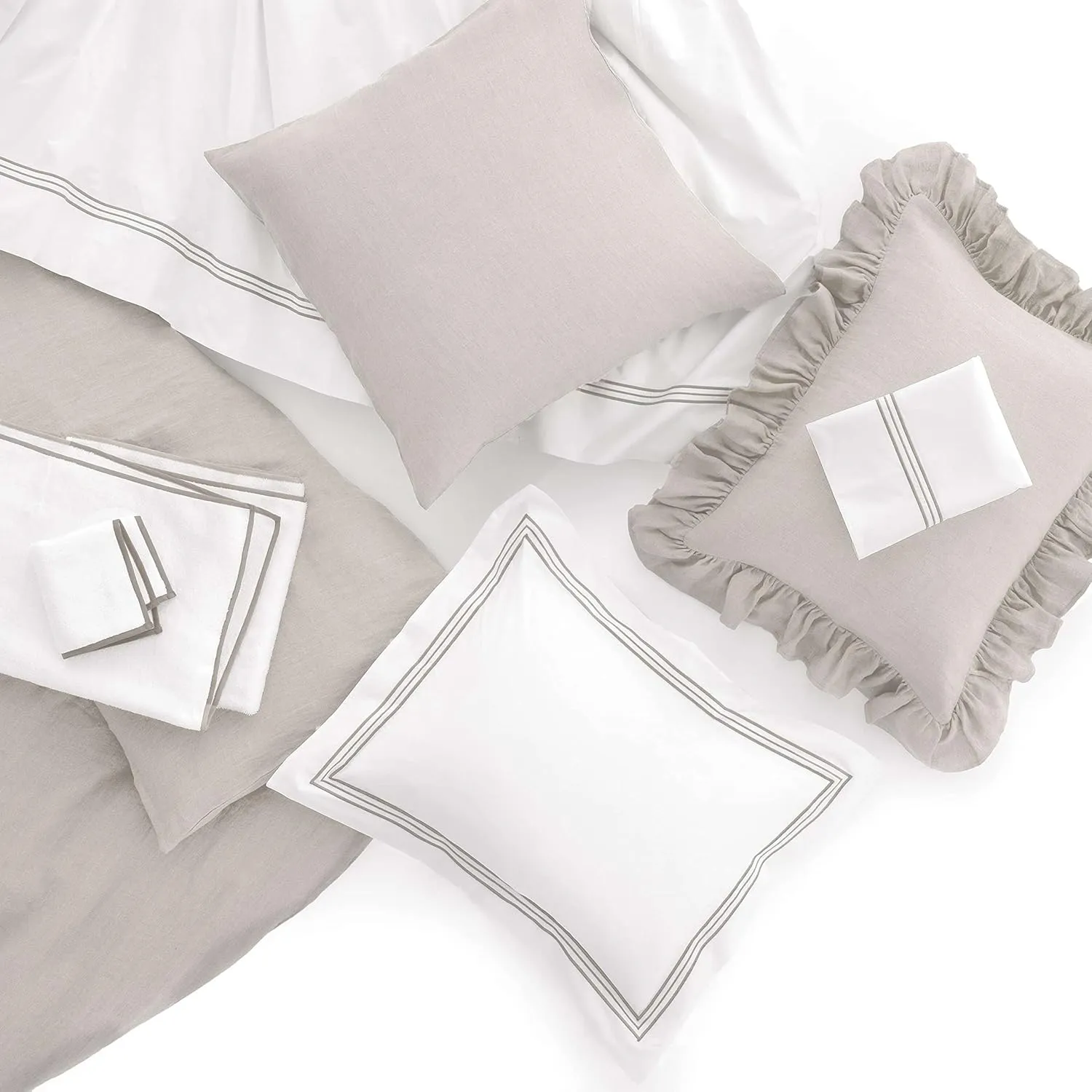 Trio Pearl Grey Duvet Cover, Full/Queen Size, Grey Stripe Pattern