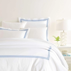 Trio French Blue Duvet Cover, Full/Queen Size, Blue Stripe Pattern