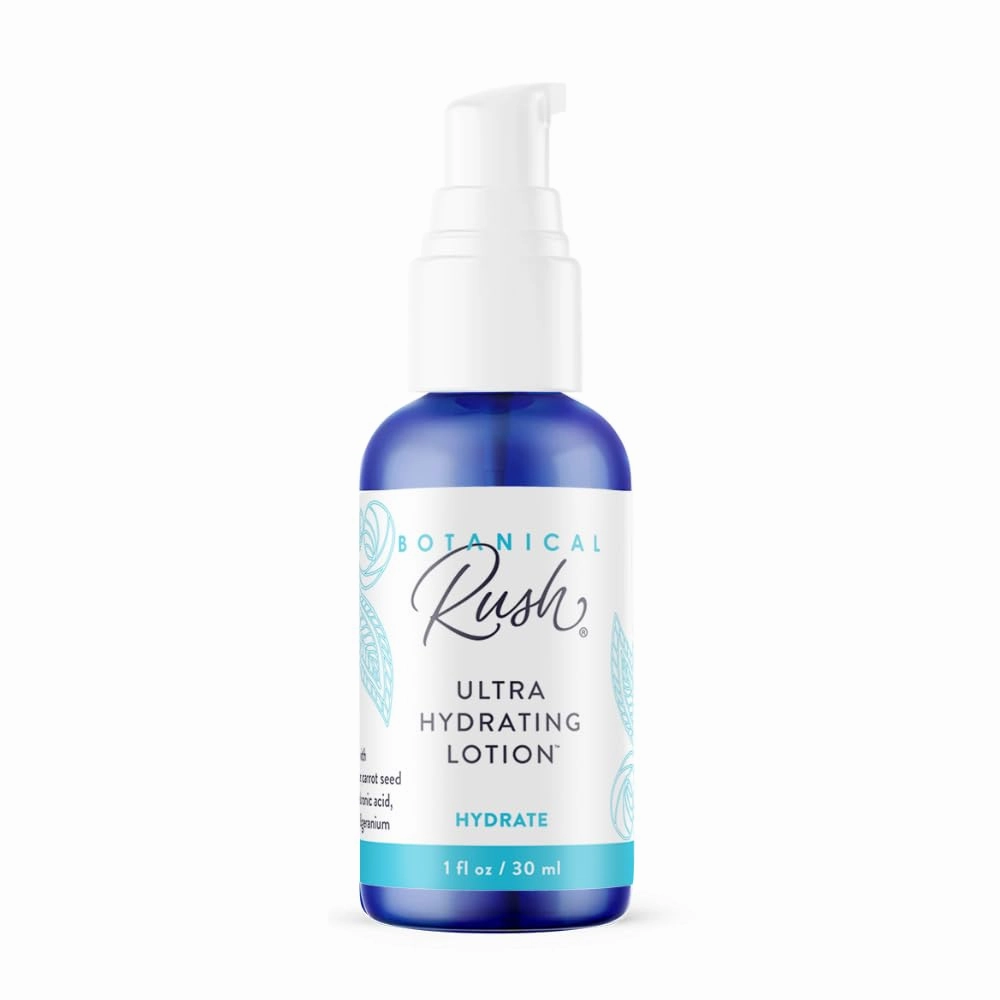 Ultra Hydrating Lotion, Made with Rose Water, Carrot Seed Oil, and Geranium Essential Oils which can Revitalize your Dull Skin, Keeping Your Skin Deeply Nourished & Hydrated, 1.0 FL OZ