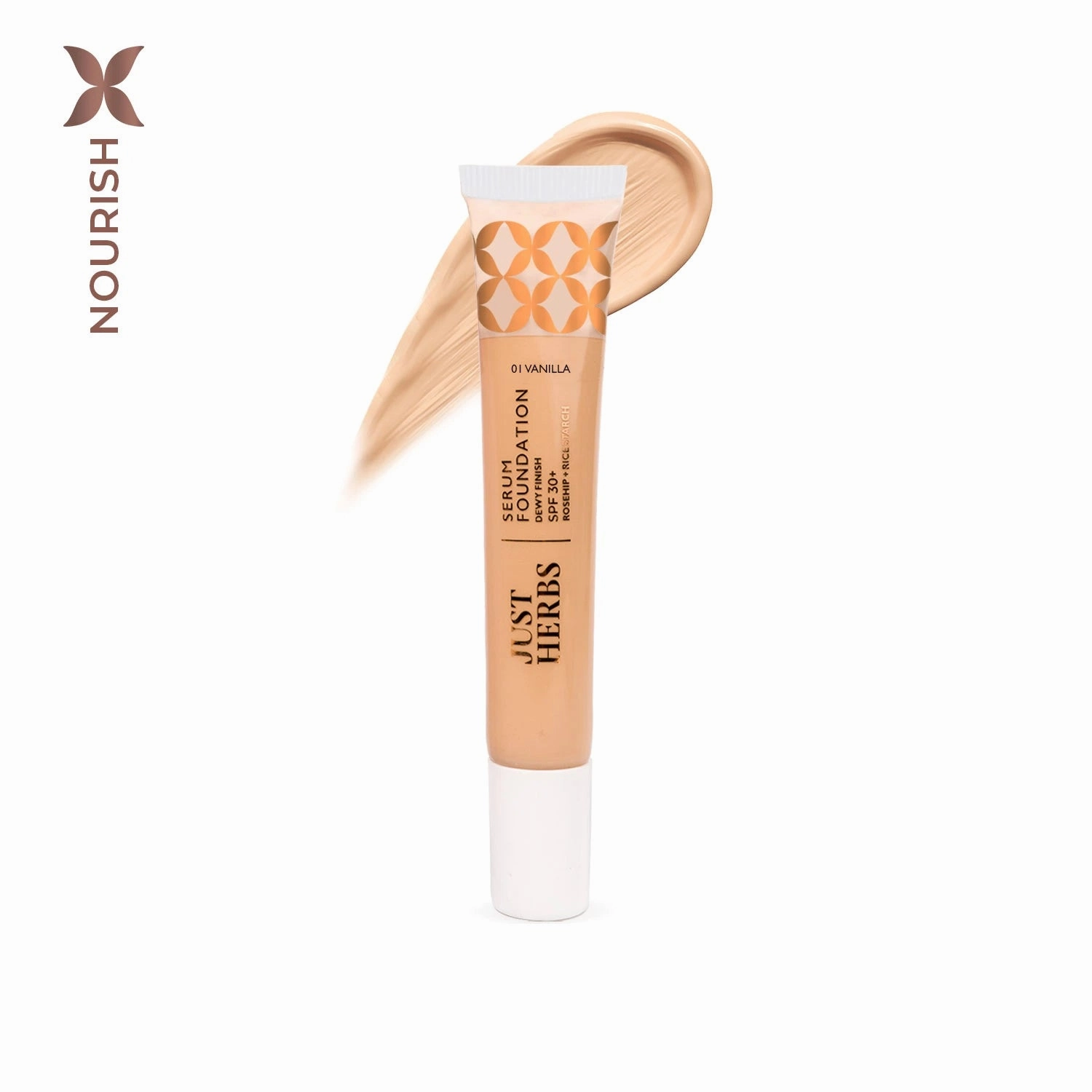 Vanilla: Serum Foundation Dewy Finish SPF30  Tube with Rosehip & Rice Starch