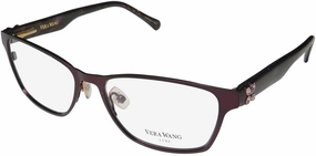 Vera Wang Luxe Madri Cat Eye Luxurious Handmade Exclusive Eyeglass Frame/Glasses [51-15-133, wine]