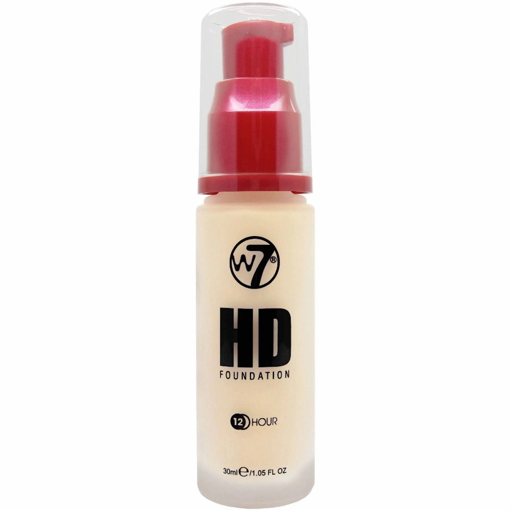 W7 Cosmetics HD Foundation Porcelain - Liquid Pump Face Buildable Smooth Application
