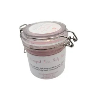 Whipped Rose Body Butter in Cute Reusable Bail Jar - Dry Skin & Eczema - Airy 5.15 Oz - Rose Scent - Pink Lotion