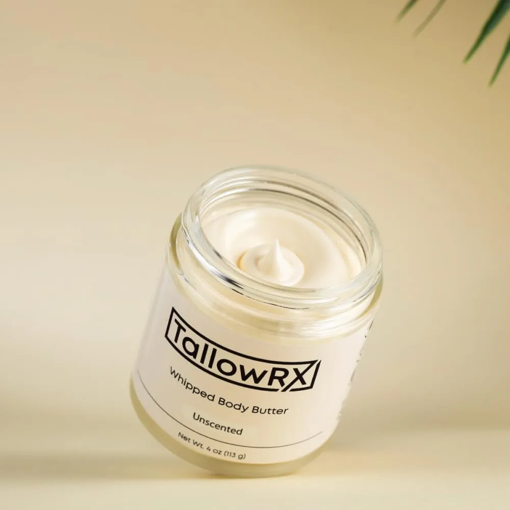 Whipped Tallow Body Butter – 100% Grass-Fed Beef Tallow for Skin & Body – Pure & Organic Moisturizer with Jojoba Oil & Vitamin E – Deep Hydration & Nourishment for Dry Skin – (4 oz, Unscented)