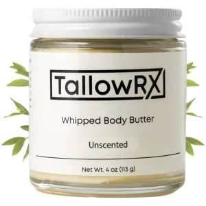 Whipped Tallow Body Butter – 100% Grass-Fed Beef Tallow for Skin & Body – Pure & Organic Moisturizer with Jojoba Oil & Vitamin E – Deep Hydration & Nourishment for Dry Skin – (4 oz, Unscented)