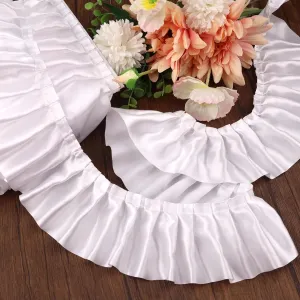 White Ruffle Ribbon 3inch Wide Ruffle Trim Lace Craft Supply for Sewing, Decor AIETSYEI
