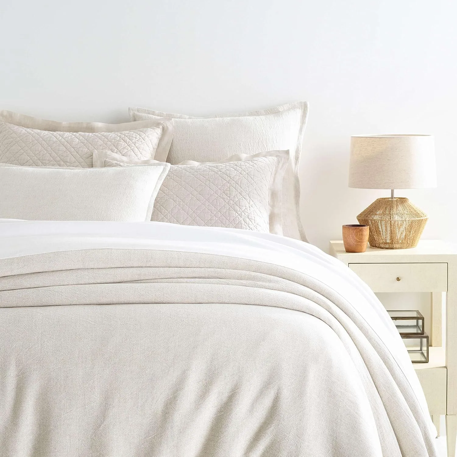 Wilton Natural Duvet Cover, Full/Queen Size, Neutral Solid Pattern