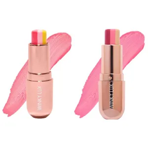 Winky Lux Tri Lip Balm Duo, Pink Lemonade & Strawberry Rose - Hydrating, Nourishing Lip Care with Jojoba Oil & Vitamin E, Sheer Pink Tint, Moisturizes & Softens Dry Lips, Buttery Soft with Juic
