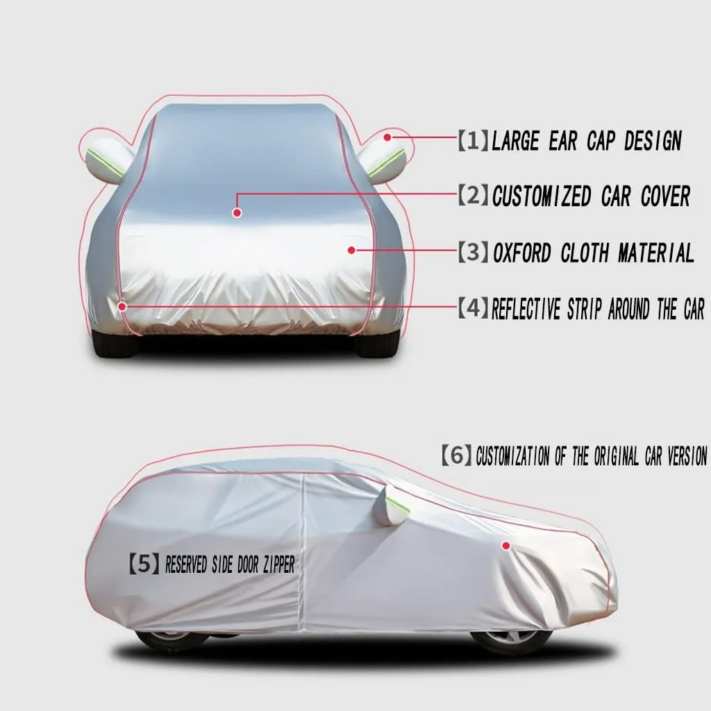 WOLWES Car Covers are Suitable for Infiniti QX55 2022-2024 All-Weather Windproof, Snowproof, Rainproof, UV-Protected and Breathable All-Season Universal with Side Door Zip Oxford Cloth Car Covers (Co