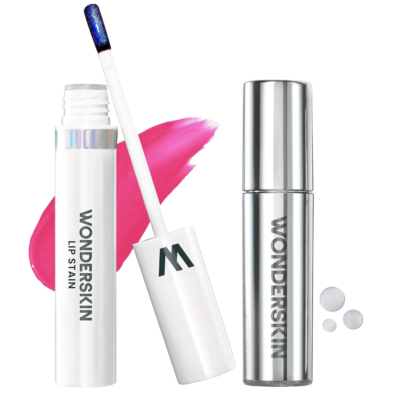 Wonderskin Lip Stain Peel Off Masque (Neon Rose) with Lip Rehab Serum Oil