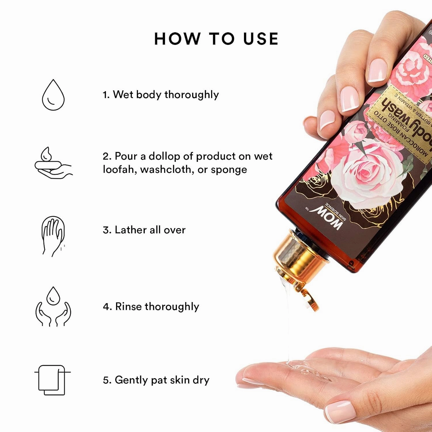 WOW Skin Science Moroccan Rose Otto Body Wash |250 ml | Maximum Hydration For Smooth | Healthier, Softer Skin For Men, Women, Teen - For Dry Skin Relief