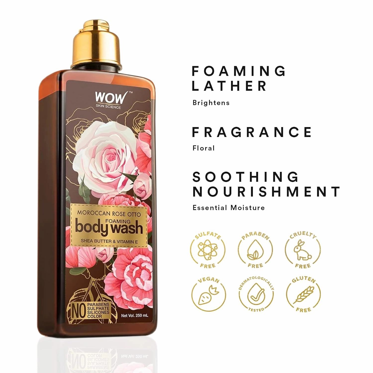 WOW Skin Science Moroccan Rose Otto Body Wash |250 ml | Maximum Hydration For Smooth | Healthier, Softer Skin For Men, Women, Teen - For Dry Skin Relief