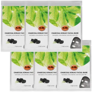 Yu-Be Facial Mask: Bamboo Charcoal | Plant-Based Konjac Sheet Mask Cleanses Pores | Purifies, Hydrates & Smooths Skin (6)