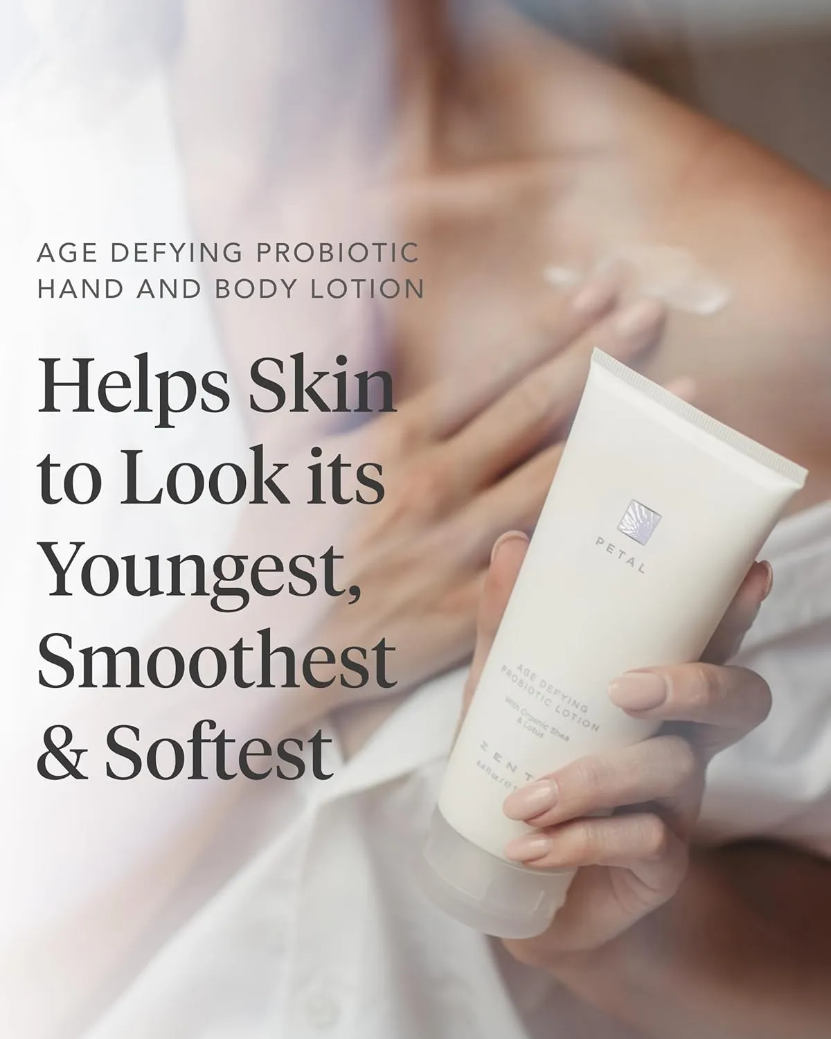 Zents Age-Defying Probiotic Body & Hand Lotion (Petal) | Moisturizing Lotion with Hyaluronic Acid & Organic Shea Butter | Nourishes & Hydrates Skin | 6.4 fl oz