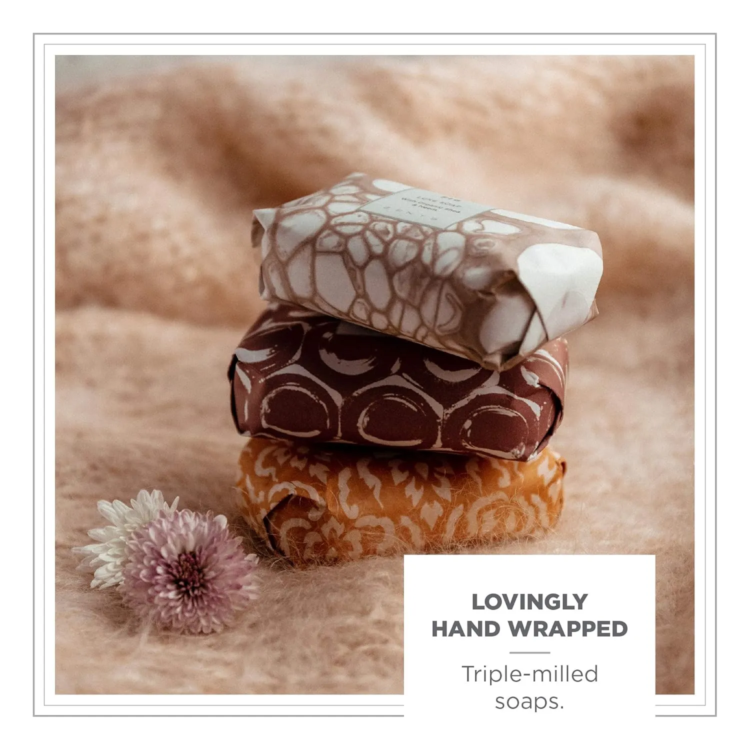 Zents Triple-Milled Luxe Bar Soap (Petal Fragrance) | Moisturizing Soap with Organic Shea Butter | Gentle Hand & Body Wash | Nourishes & Softens Skin | 5.7 oz